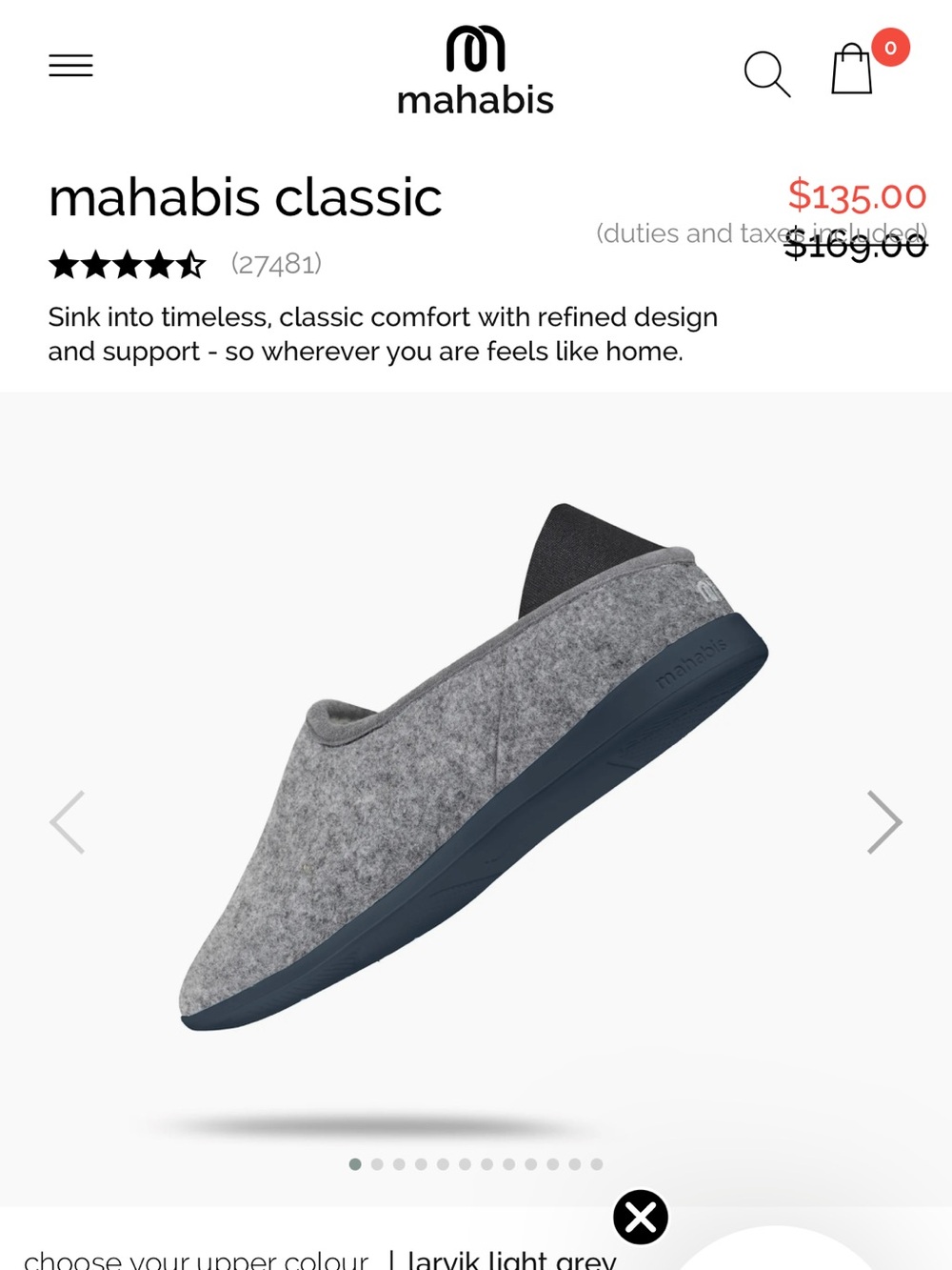mahabis Classic Grey Slip-On Slippers